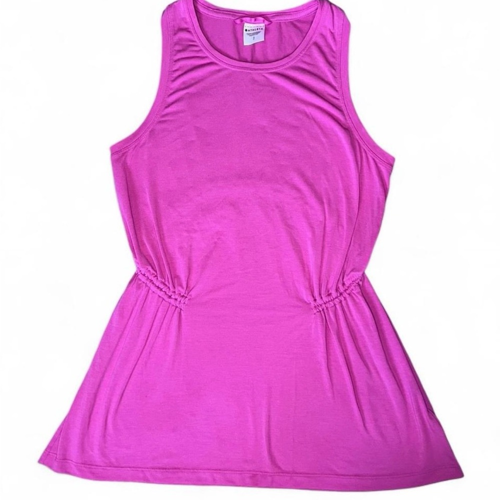 Athleta Sleeveless Top Hot Pink Cinched Waist Athletic Tank Size Small Women’s